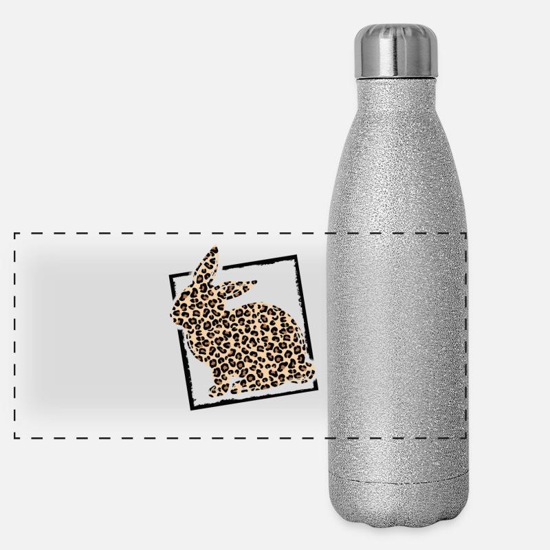 Lapin bien camouflé en look léopard Gourde isotherme panoramique pailletée 500 ml