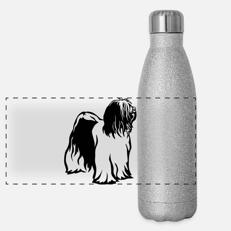 Tibet Terrier Panorama Glitzer Isolierflasche 500 ml