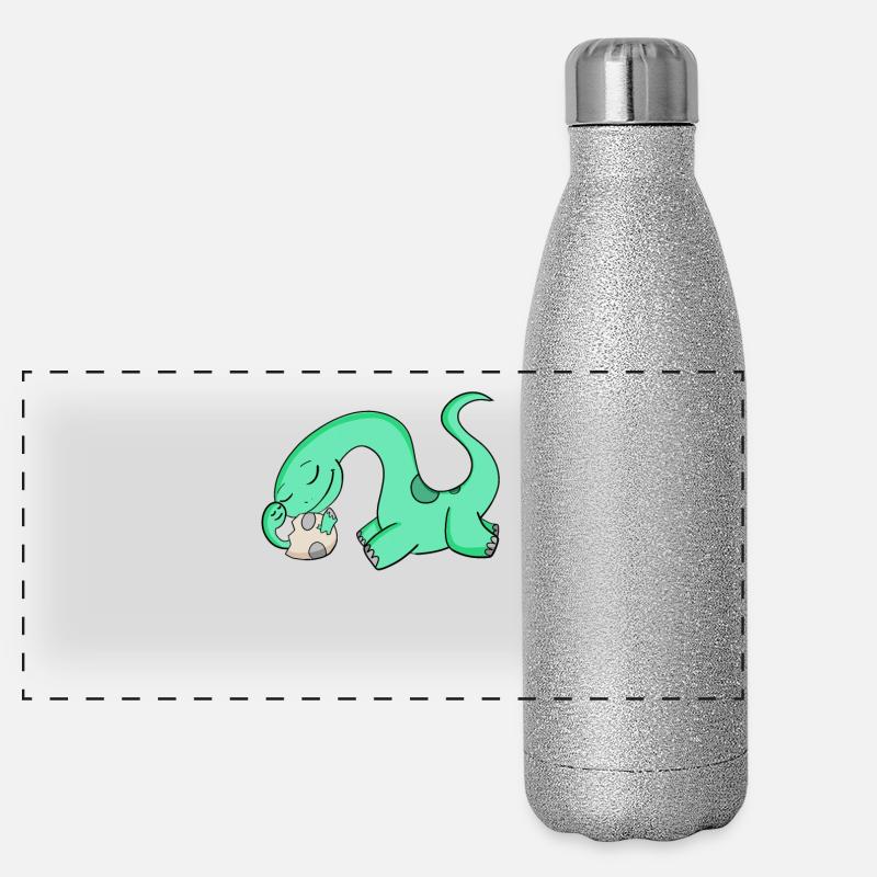 Dinosaurs with Baby Dinosaurs Panoramic Glitter Thermal Bottle 500 ml