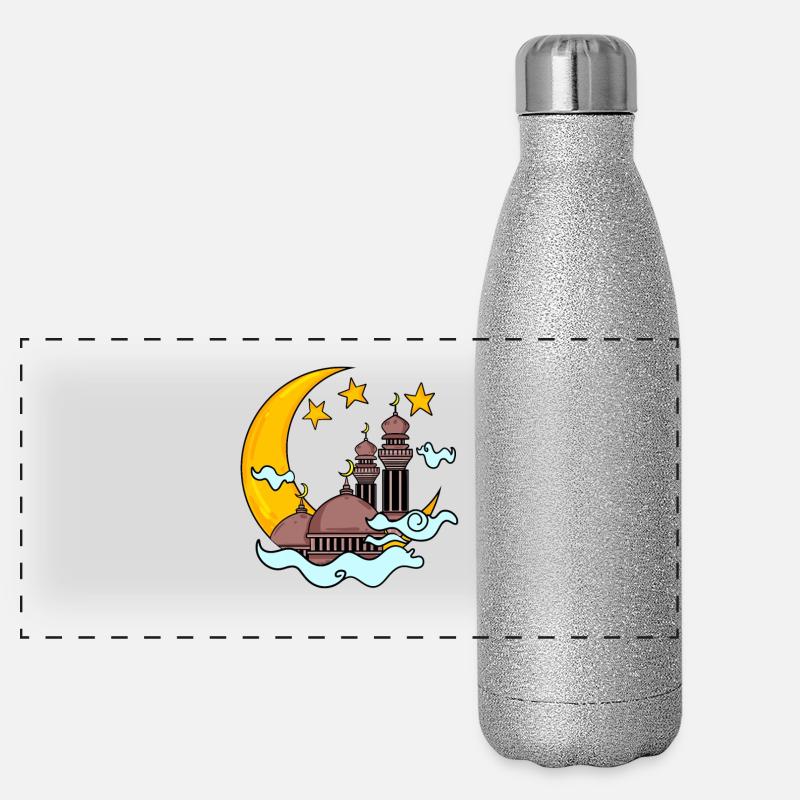 Moschee mit Halbmond Panorama Glitzer Isolierflasche 500 ml