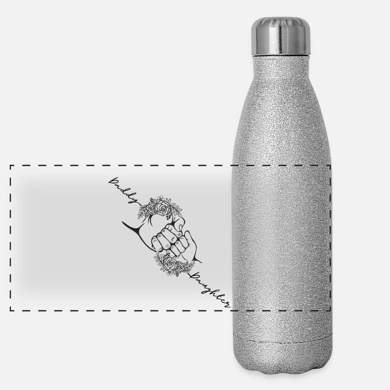Vater Tochter passender Fauststoß, personalisiert Panorama Glitzer Isolierflasche 500 ml