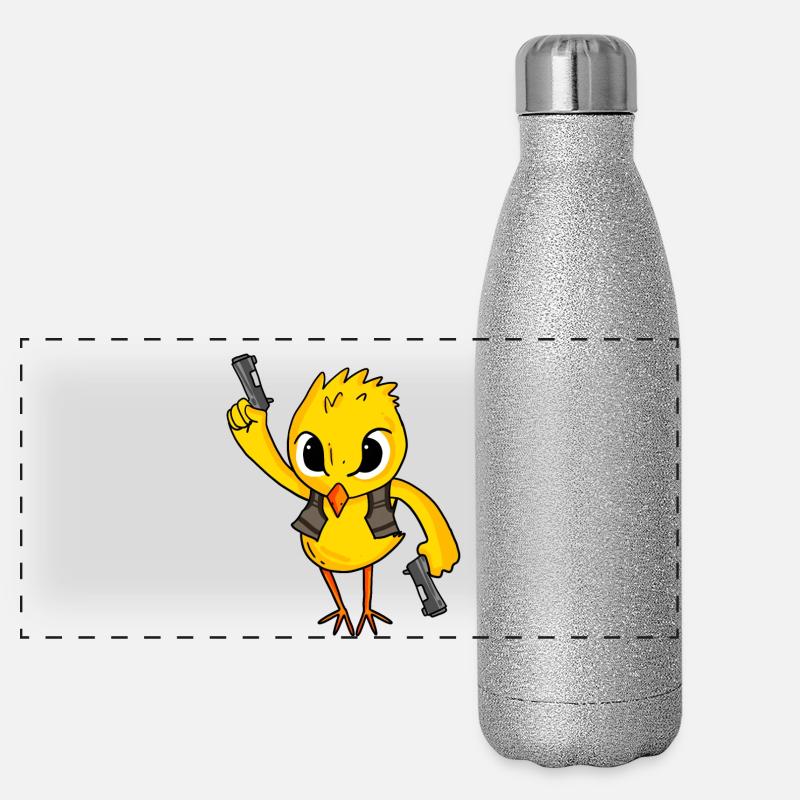 Chicks with pistol Panoramic Glitter Thermal Bottle 500 ml