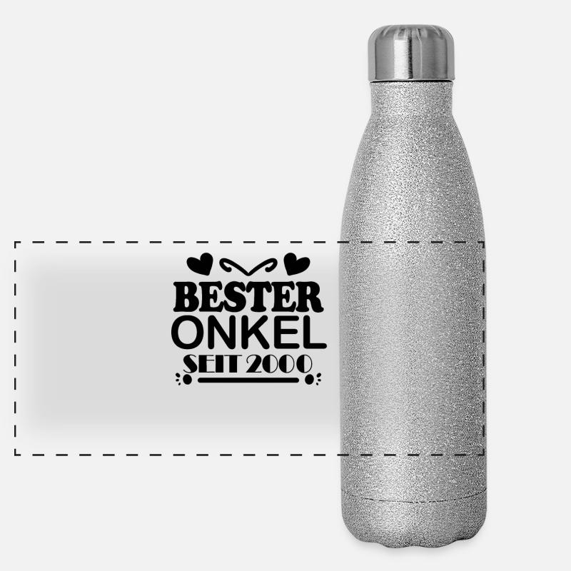 Bester Onkel seit 2000 Panorama Glitzer Isolierflasche 500 ml