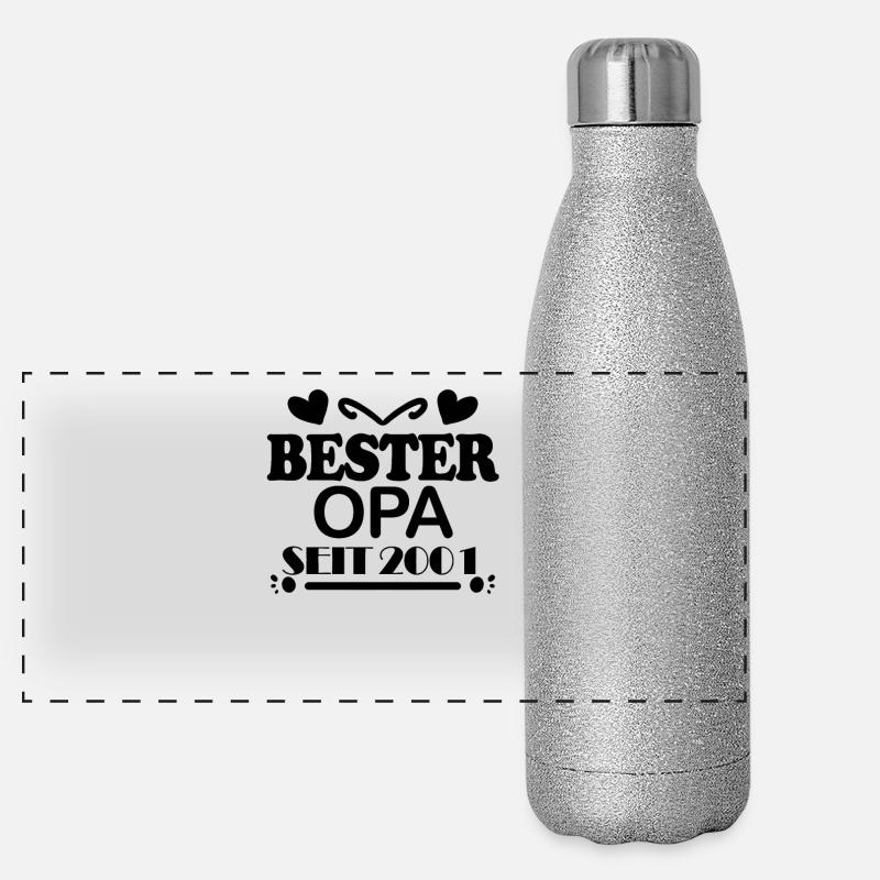 Bester Opa seit 2001 Panorama Glitzer Isolierflasche 500 ml