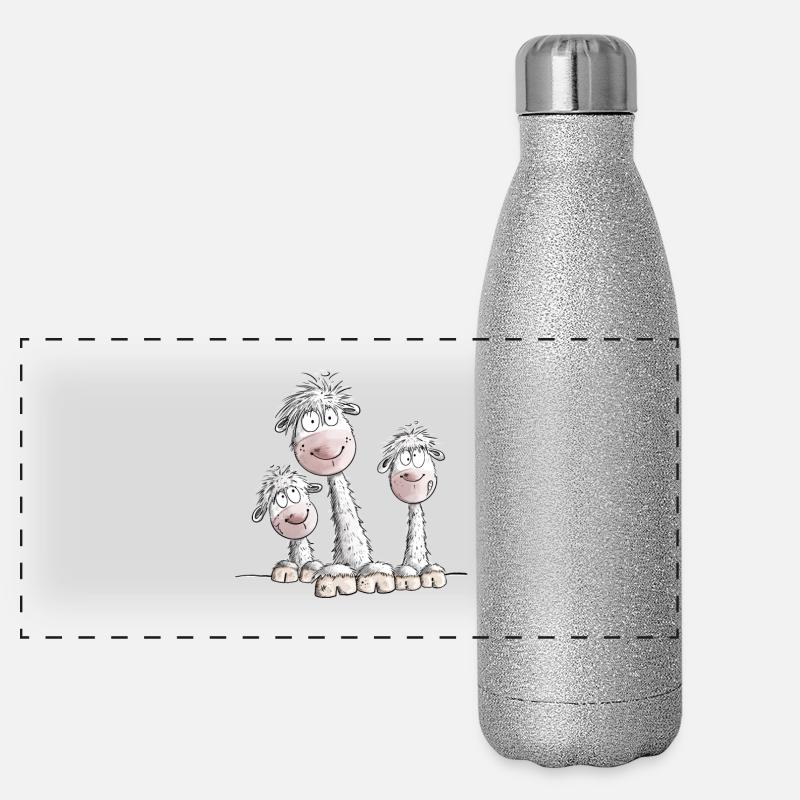 Funny Llama Trio I Alpaca Design Panoramic Glitter Thermal Bottle 500 ml