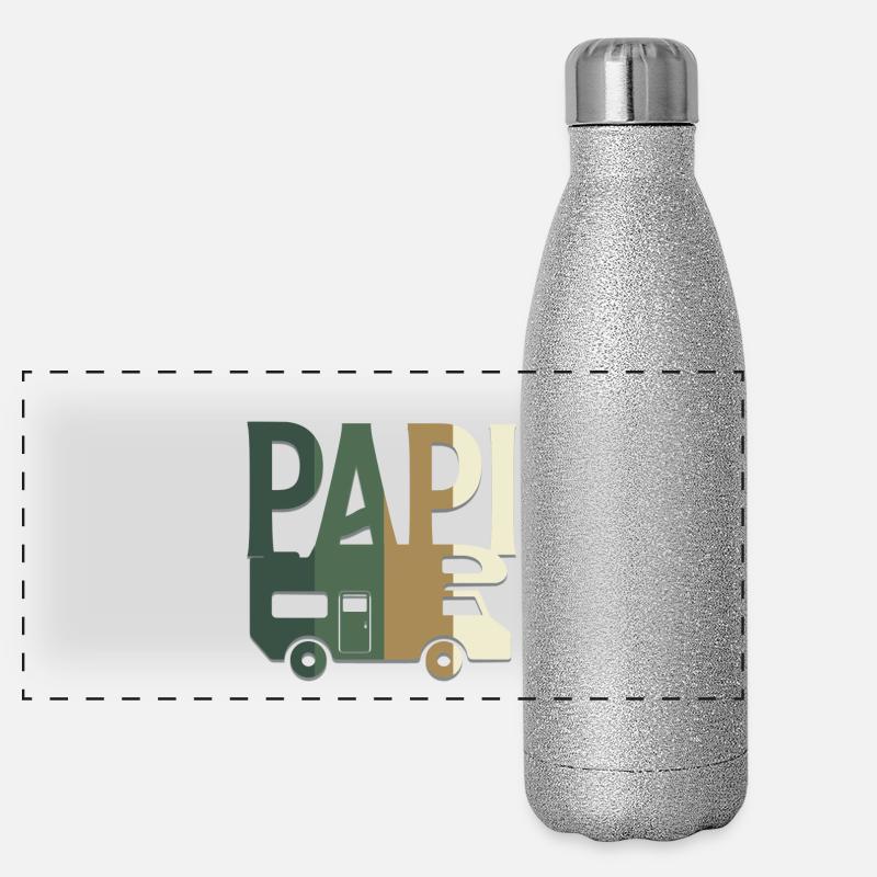 PAPI en Camping-car camouflage chasse et pêche Gourde isotherme panoramique pailletée 500 ml