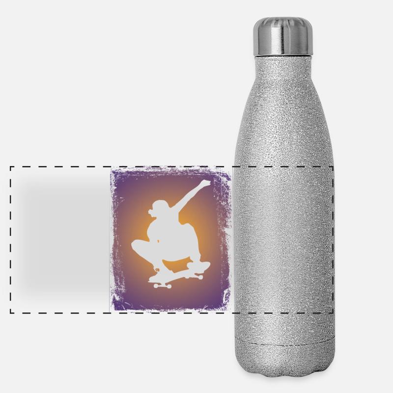 Skateboard Skateboarder Silhouette Gourde isotherme panoramique pailletée 500 ml
