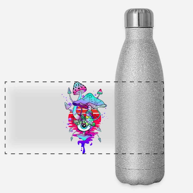 Magic Mushrooms Psychedelic Mushrooms Panoramic Glitter Thermal Bottle 500 ml