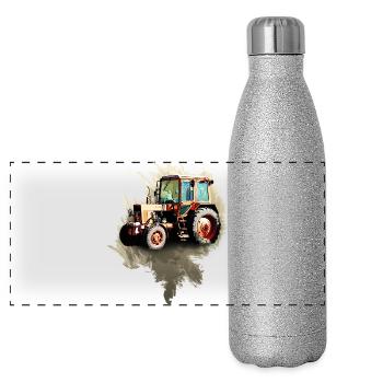 Belarus MTZ 82 Traktor - Panorama Glitzer Isolierflasche 500 ml - Silber Glitzer - Vorne