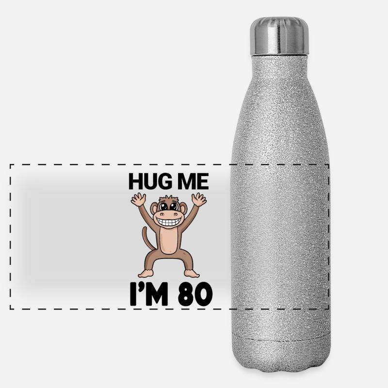 80 Geburtstag - 80 Jahre - Umarmung Panorama Glitzer Isolierflasche 500 ml