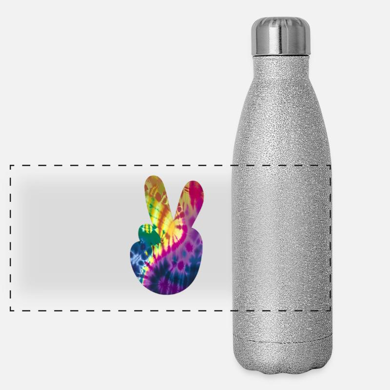 Groovy Tie Dye Peace Hand Gourde isotherme panoramique pailletée 500 ml