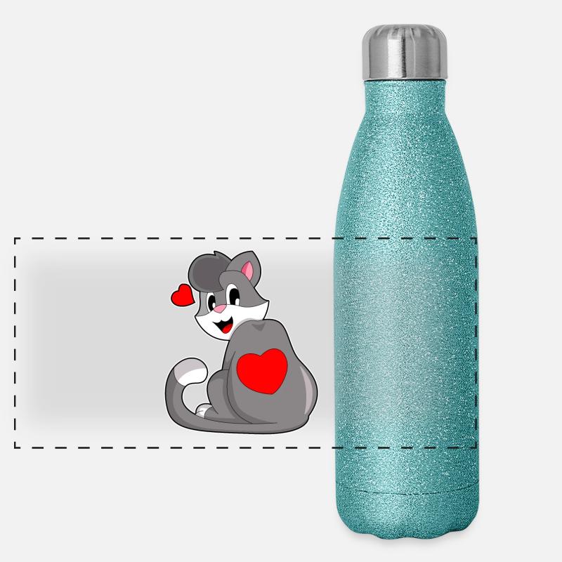 Cœur de chat Gourde isotherme panoramique pailletée 500 ml