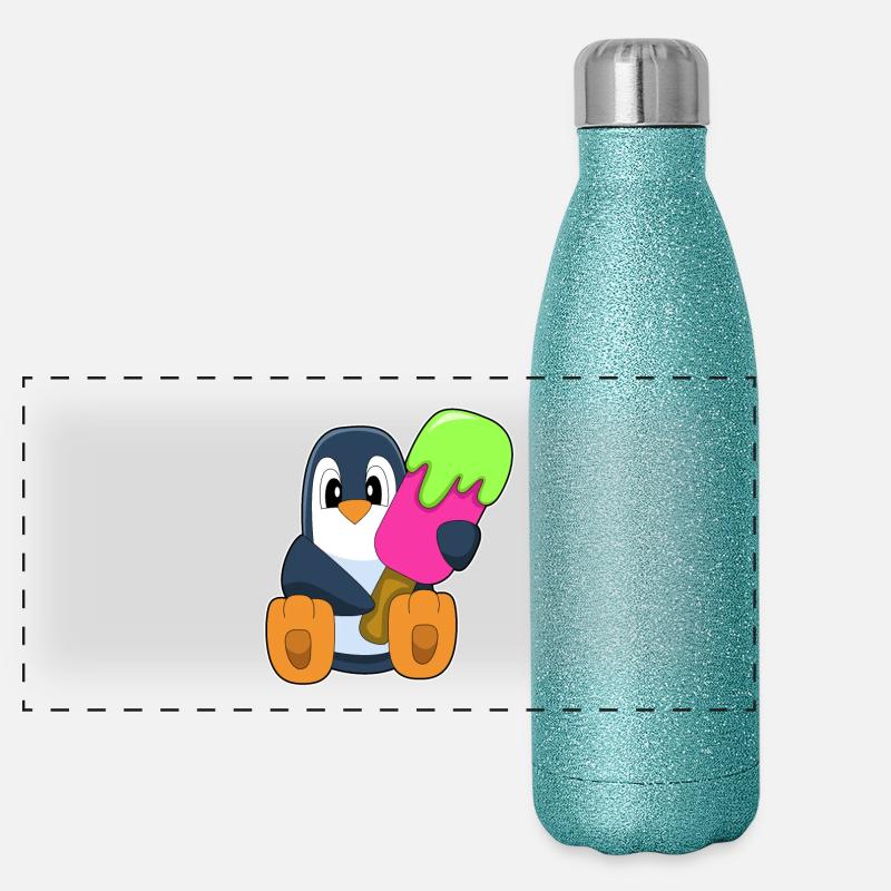 Popsicle pingouin Gourde isotherme panoramique pailletée 500 ml