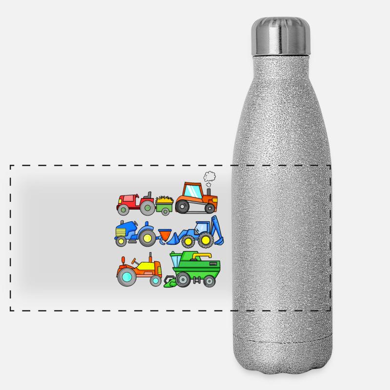 Construction site vehicles Panoramic Glitter Thermal Bottle 500 ml