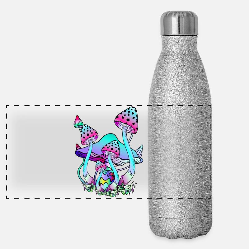 Champignons magiques Art Champignon Psychédélique Gourde isotherme panoramique pailletée 500 ml