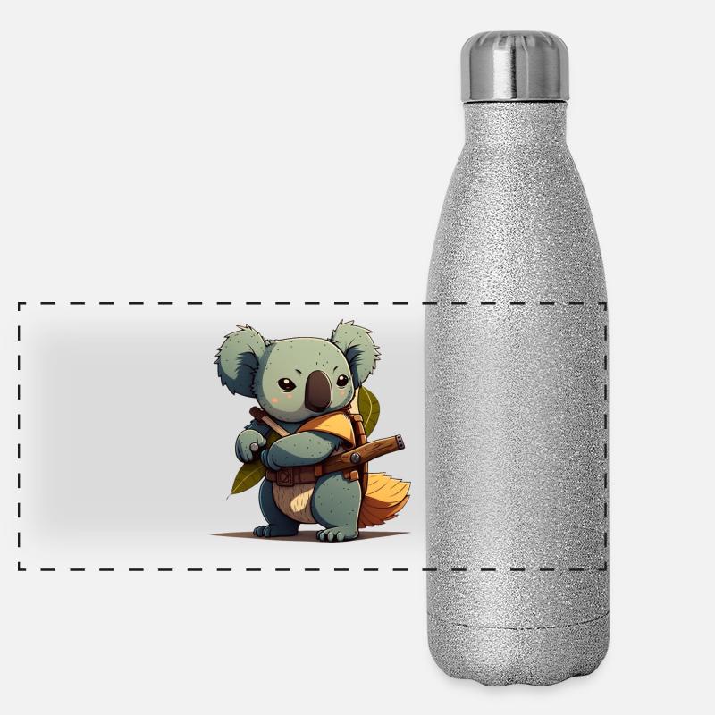 Koala als Samurai Panorama Glitzer Isolierflasche 500 ml