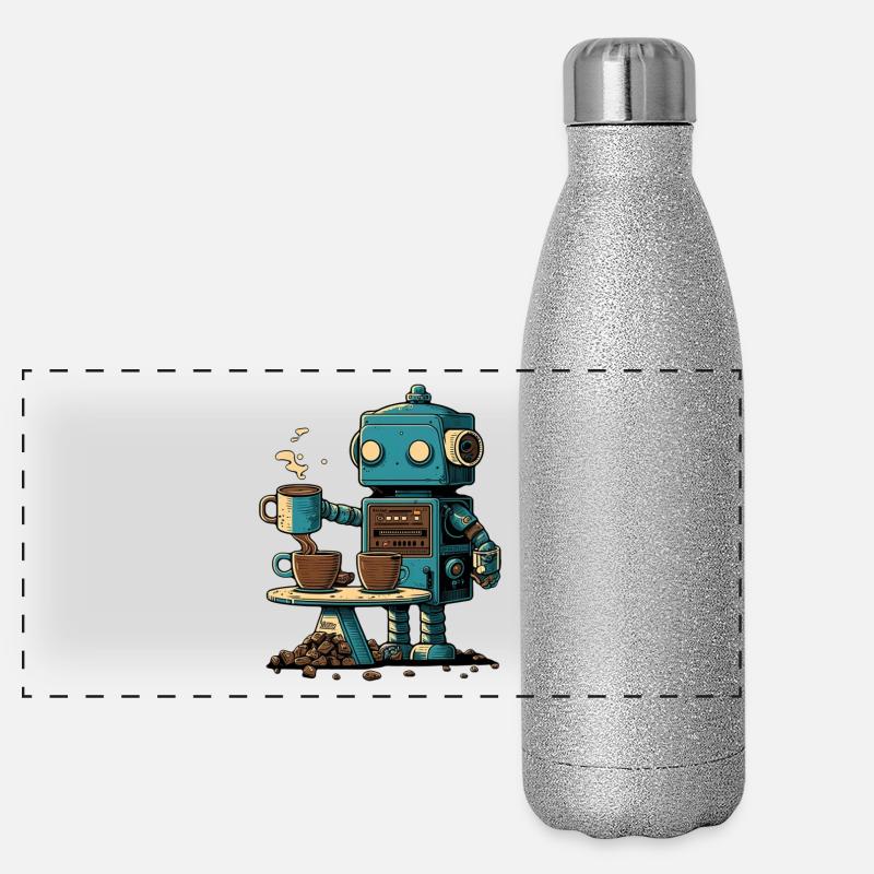 Tin robot makes coffee Panoramic Glitter Thermal Bottle 500 ml