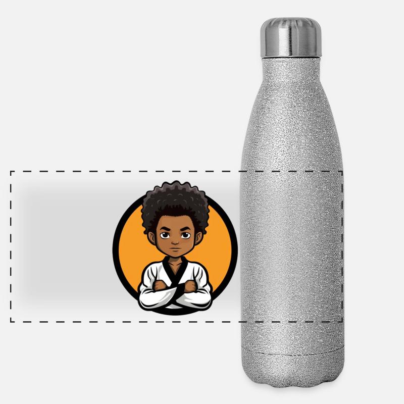 fier combattant de taekwondo illustration Gourde isotherme panoramique pailletée 500 ml