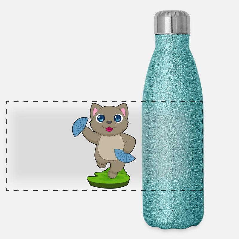 Ventilateur à main de chat Gourde isotherme panoramique pailletée 500 ml