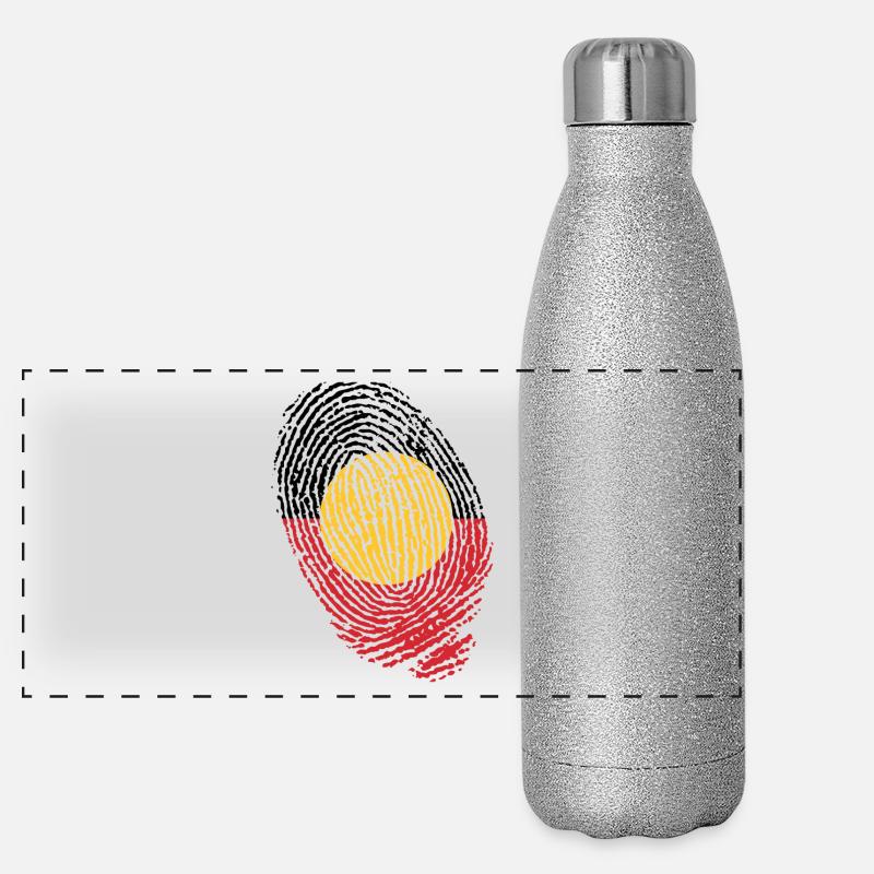 Fingerabdrücke der australischen Ureinwohner Panorama Glitzer Isolierflasche 500 ml