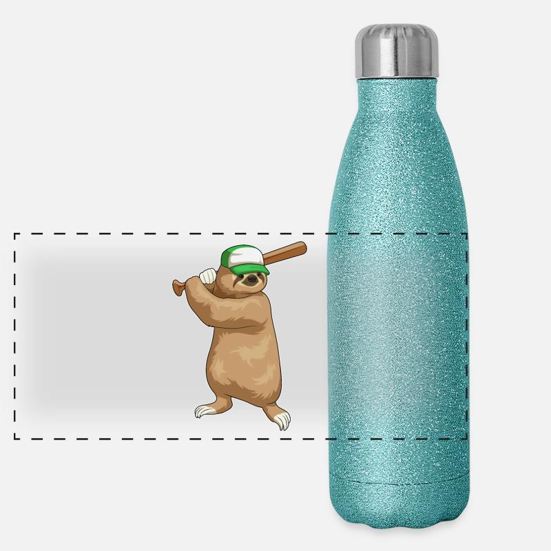 Sloth Baseball Batte de Baseball Gourde isotherme panoramique pailletée 500 ml