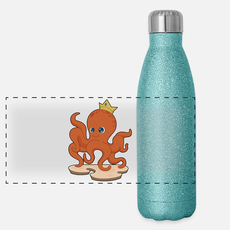 Couronne de pieuvre Gourde isotherme panoramique pailletée 500 ml