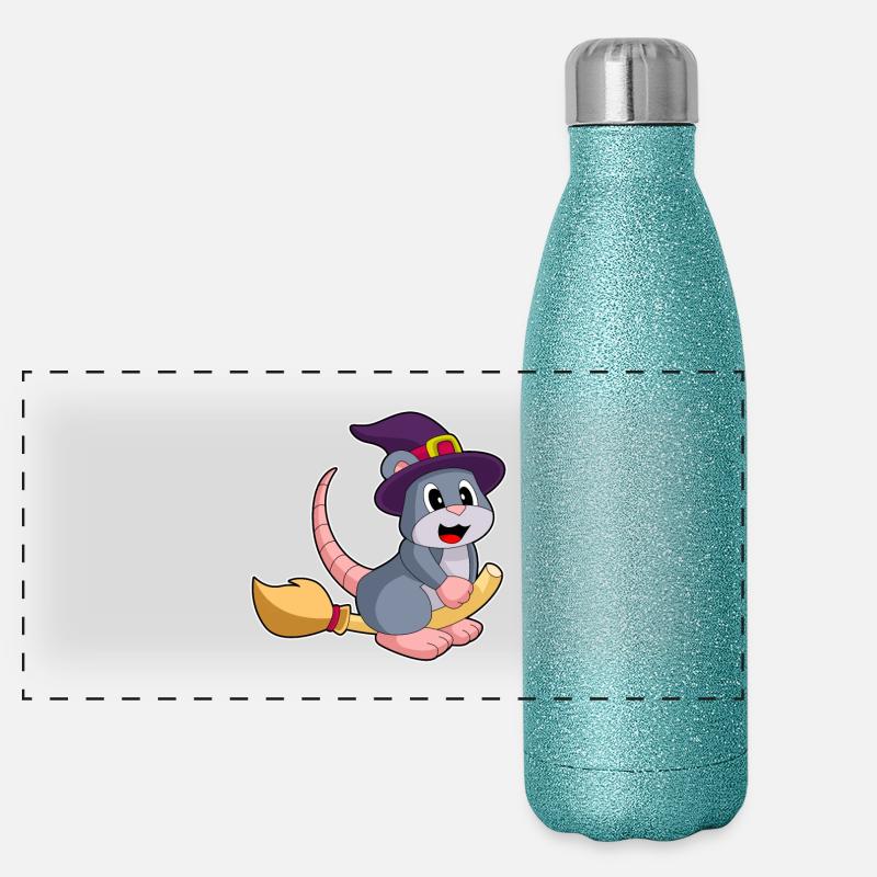 Mouse Witch Broom Panoramic Glitter Thermal Bottle 500 ml