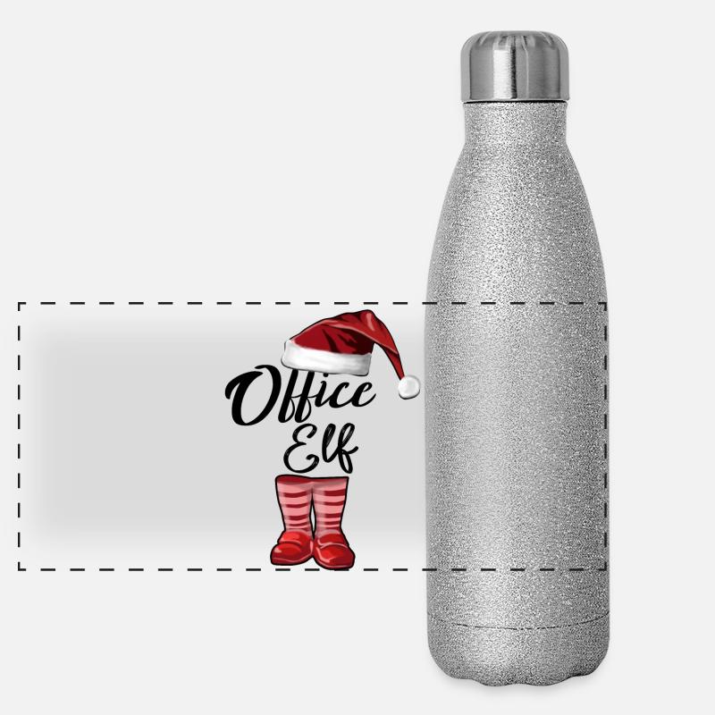 Elfe de bureau – Un design de Noël drôle Gourde isotherme panoramique pailletée 500 ml