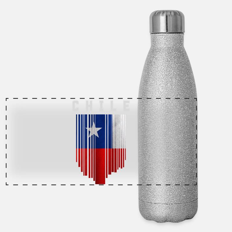 Drapeau du Chili, fierté chilienne Gourde isotherme panoramique pailletée 500 ml