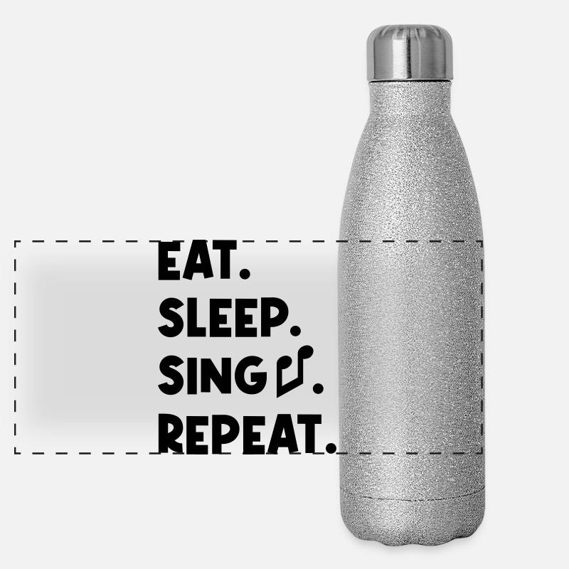 Eat Sleep Sing Repeat Panorama Glitzer Isolierflasche 500 ml