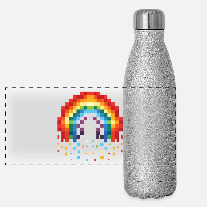 Pixel Art Rainbow 8-Bit Retro Panoramic Glitter Thermal Bottle 500 ml