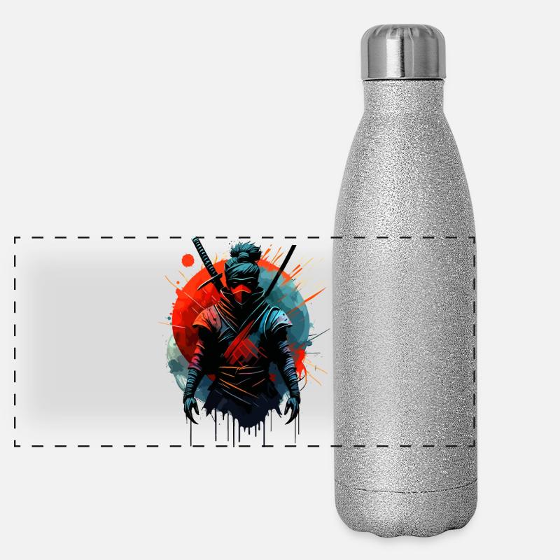 Ninja samouraï japonais Gourde isotherme panoramique pailletée 500 ml