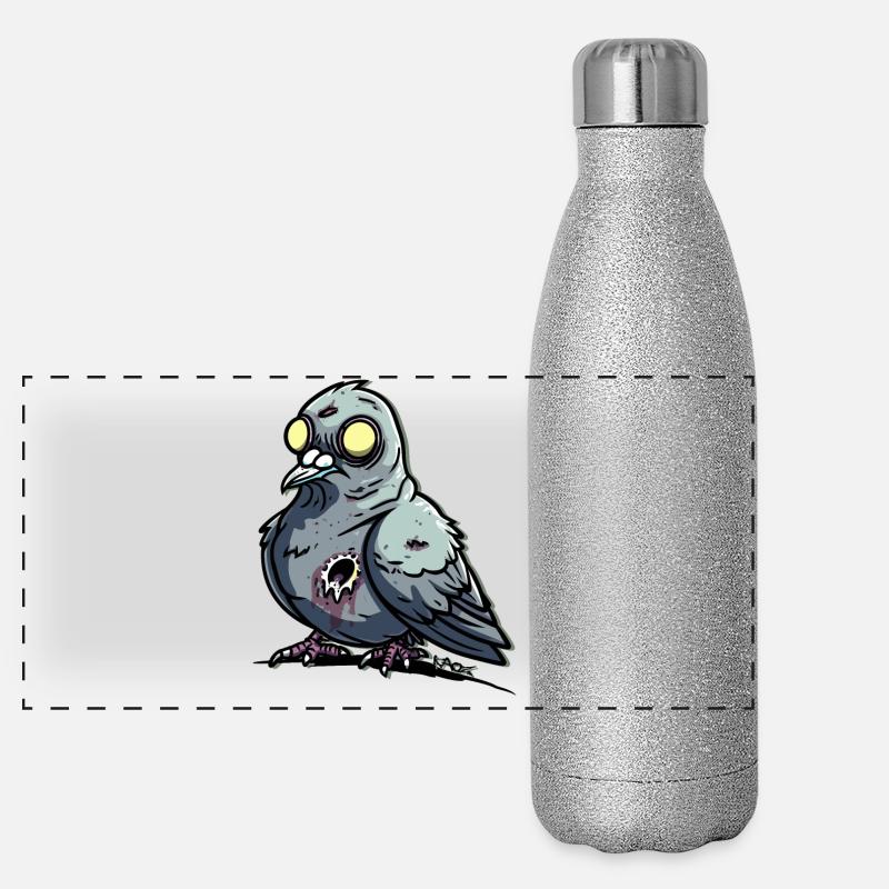Pigeon zombie aveugle et effrayant Gourde isotherme panoramique pailletée 500 ml