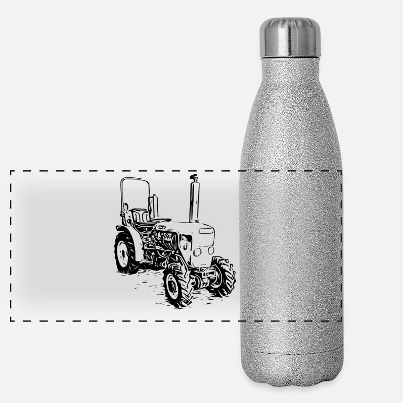 Schmalspurschlepper Traktor Panorama Glitzer Isolierflasche 500 ml