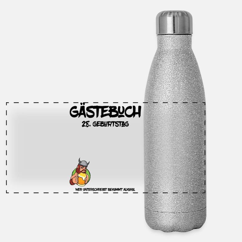 28. Geburtstag | Gästebuch Design Panorama Glitzer Isolierflasche 500 ml