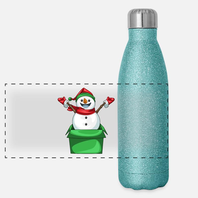 Schneemann Weihnachten Karton Panorama Glitzer Isolierflasche 500 ml