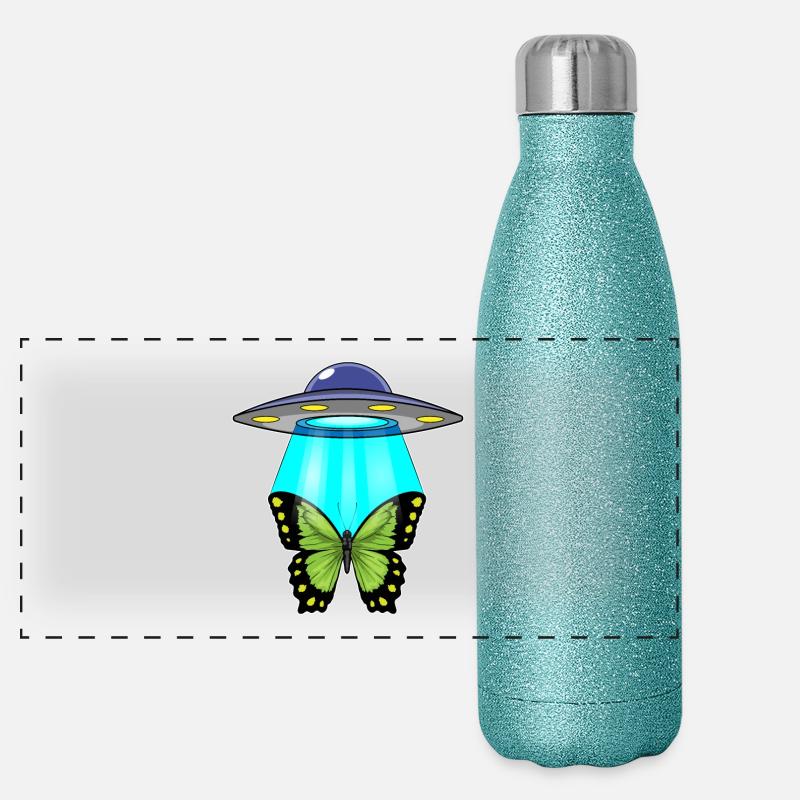 Papillon, Vaisseau Spatial, Espace Gourde isotherme panoramique pailletée 500 ml
