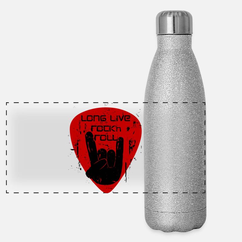 Long Live Rock'n'Roll - Panoramic Glitter Thermal Bottle 500 ml - silver glitter