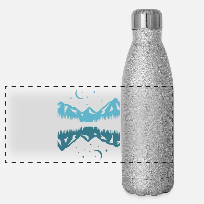 Moonlit Mountain Reflection Panoramic Glitter Thermal Bottle 500 ml