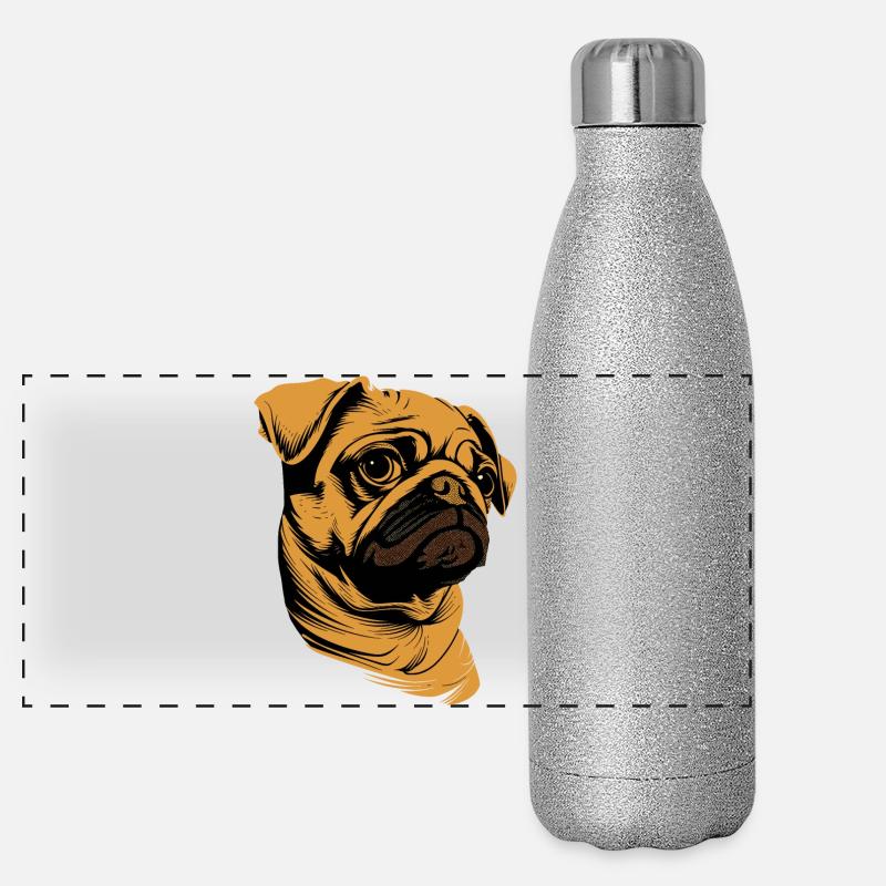 Carlin Beige Les chiens adorent Carlin Petit carlin mignon Gourde isotherme panoramique pailletée 500 ml