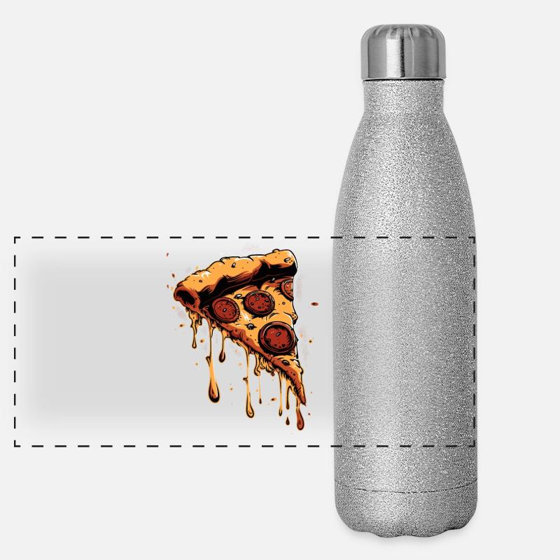 Pizza Slice Graphic Panoramic Glitter Thermal Bottle 500 ml