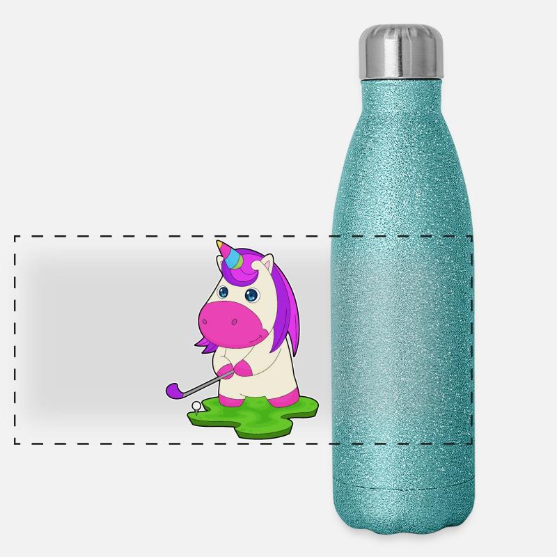 Einhorn Golf Golfschläger Panorama Glitzer Isolierflasche 500 ml