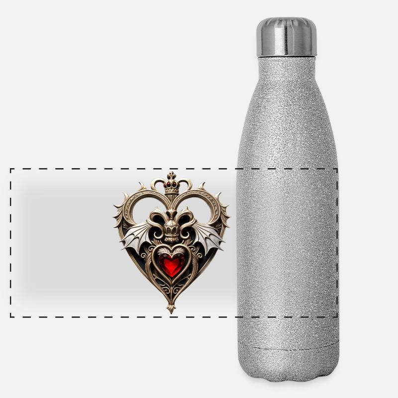 Atemberaubendes gotisches Herz Panorama Glitzer Isolierflasche 500 ml