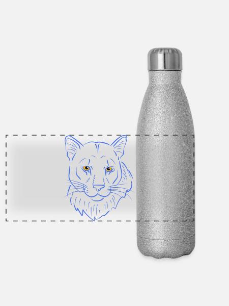 Bergloewe raubtier - Panorama Glitzer Isolierflasche 500 ml - Silber Glitzer
