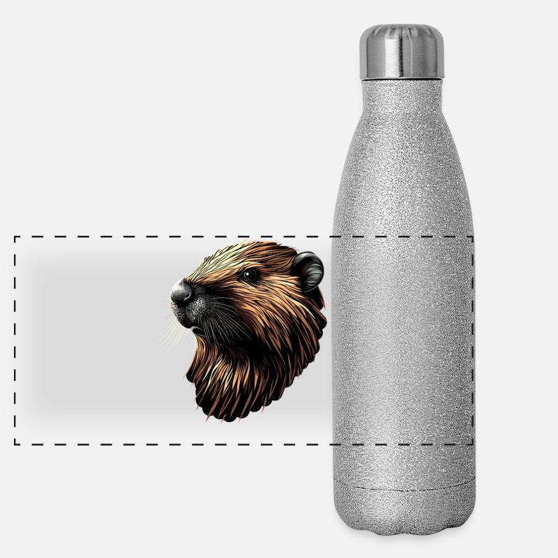 Castor Motif Castor Chuchoter Rongeurs Mignon Castor Gourde isotherme panoramique pailletée 500 ml