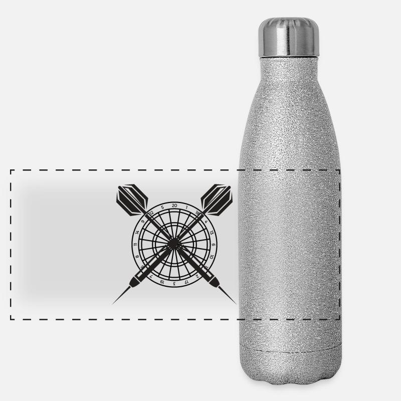 Crossing darts - Panoramic Glitter Thermal Bottle 500 ml - silver glitter