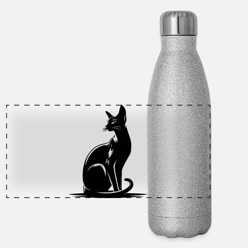 Chat oriental à poil court Gourde isotherme panoramique pailletée 500 ml