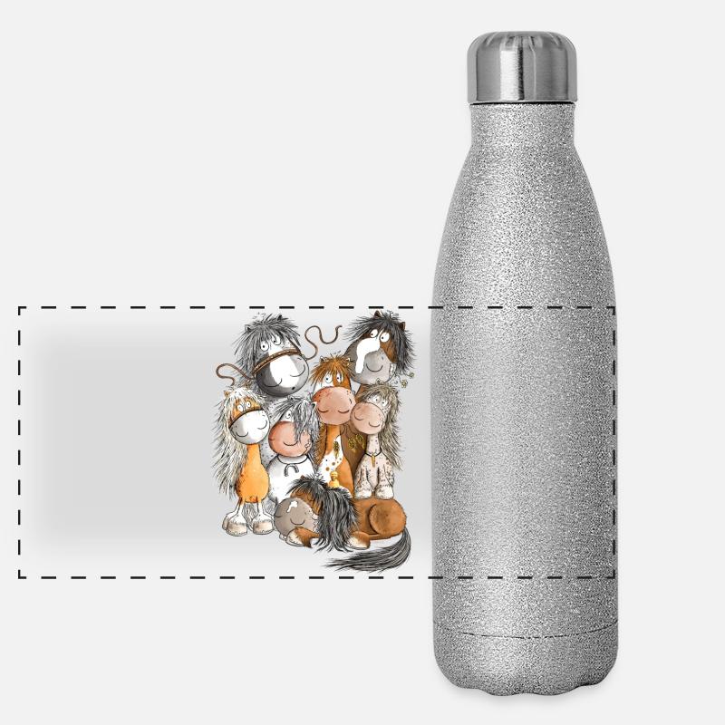 Cheval Pile Chevaux Equipe Troupeau Cheval Gourde isotherme panoramique pailletée 500 ml