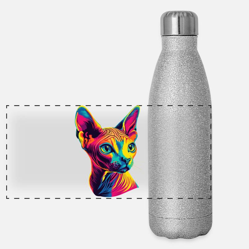 Chat Sphynx Chat Sphynx Chat Canadien Mignon Sphinx Gourde isotherme panoramique pailletée 500 ml
