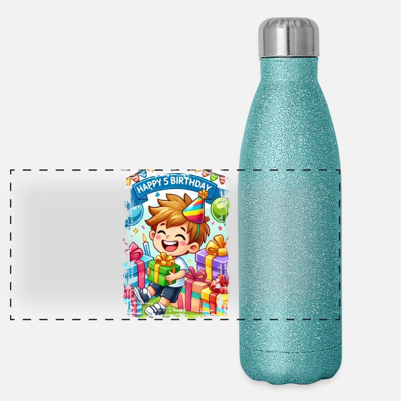 Joyeux 5e anniversaire Gourde isotherme panoramique pailletée 500 ml